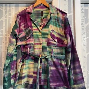 *NWT* Sacred Threads Short Tie Dye Trench Style Jacket size XL